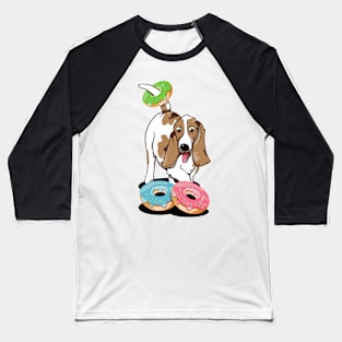 Basset hound eating doughnuts Baseball T-Shirt